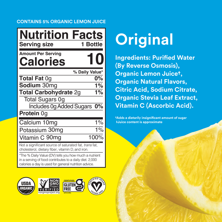 Lemon Perfect Original Lemon Zero Sugar Organic Lemon Water